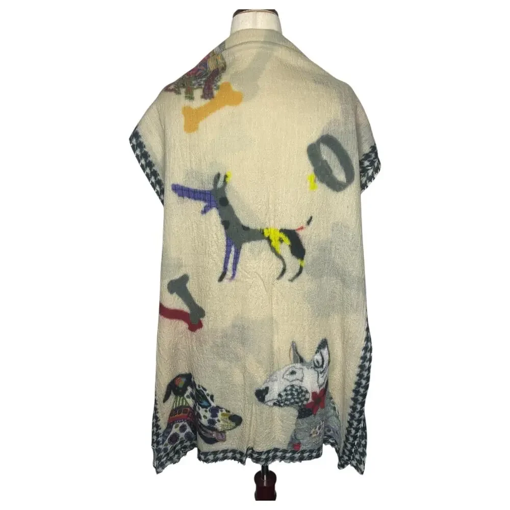 Olive & Cocoa Scarf Must Love Dogs Houndstooth Cream Lightweight Cashmere Silk